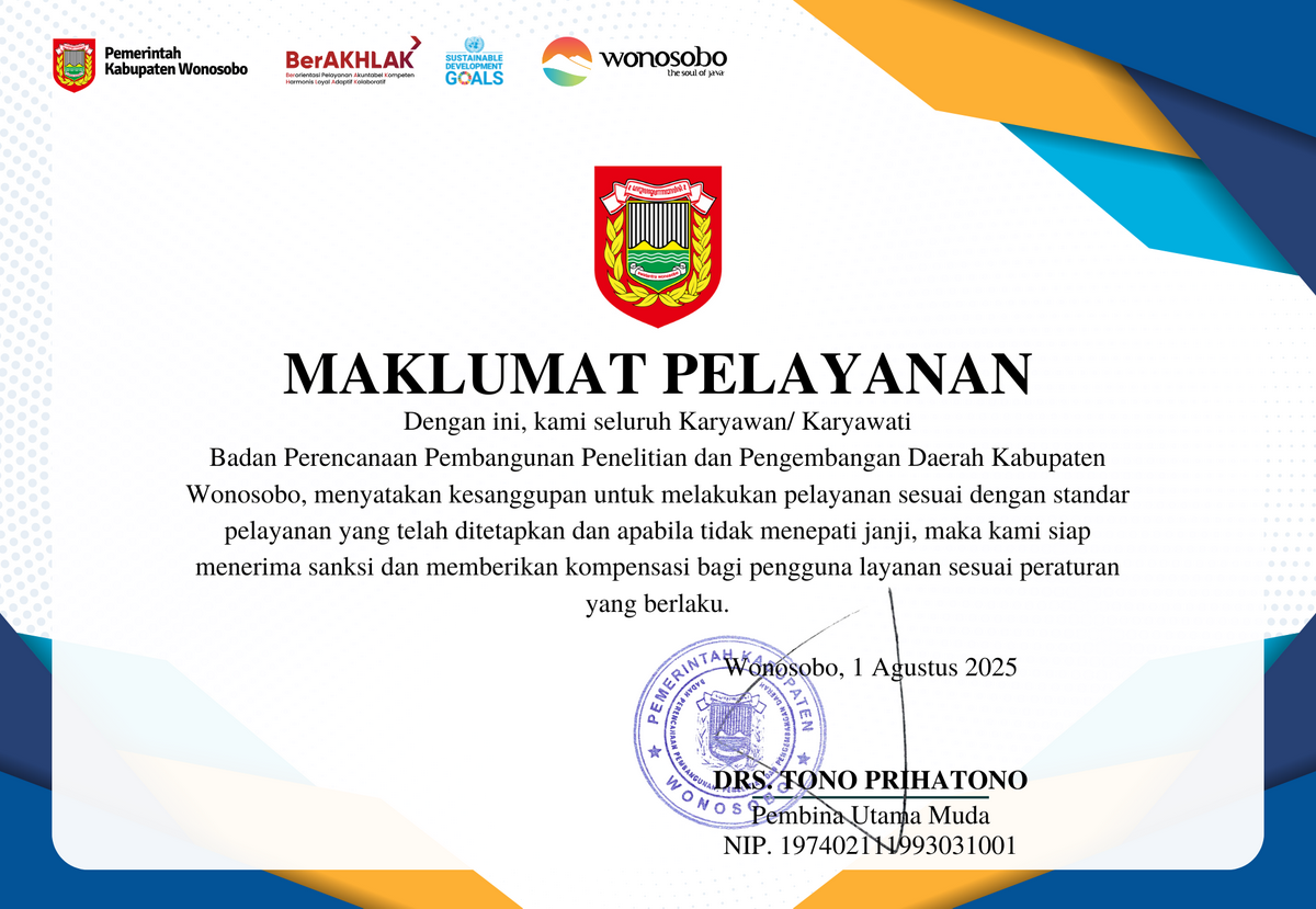 Maklumat Pelayanan Bappeda Wonosobo